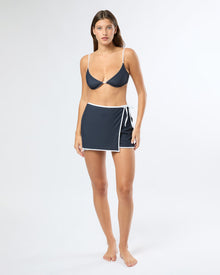 Womens | Crochet Mesh Mini Wrap Skirt | Deep Navy