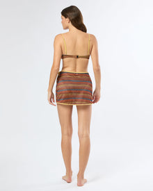 Womens | Crochet Mesh Mini Wrap Skirt | Pale Gold