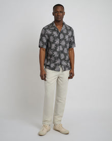 Mens | Viscose Camp Collar Shirt | Olive Tonal