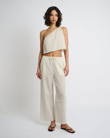 Womens | Crinkle Gauze One-shoulder Top | Egret