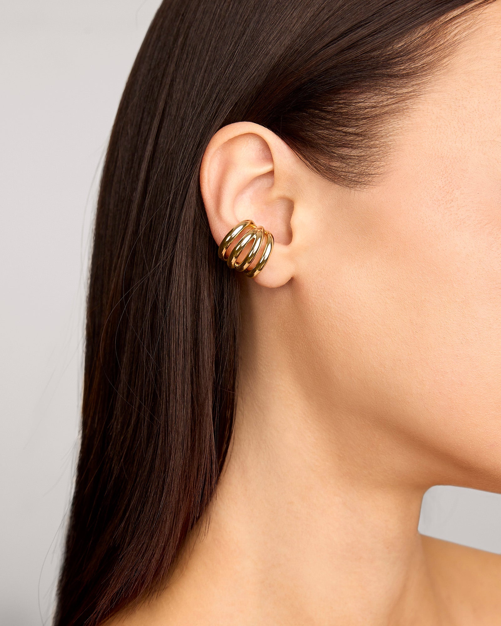 Abstract Line Ear Cuff earring - close-up detail | gold earrings for women