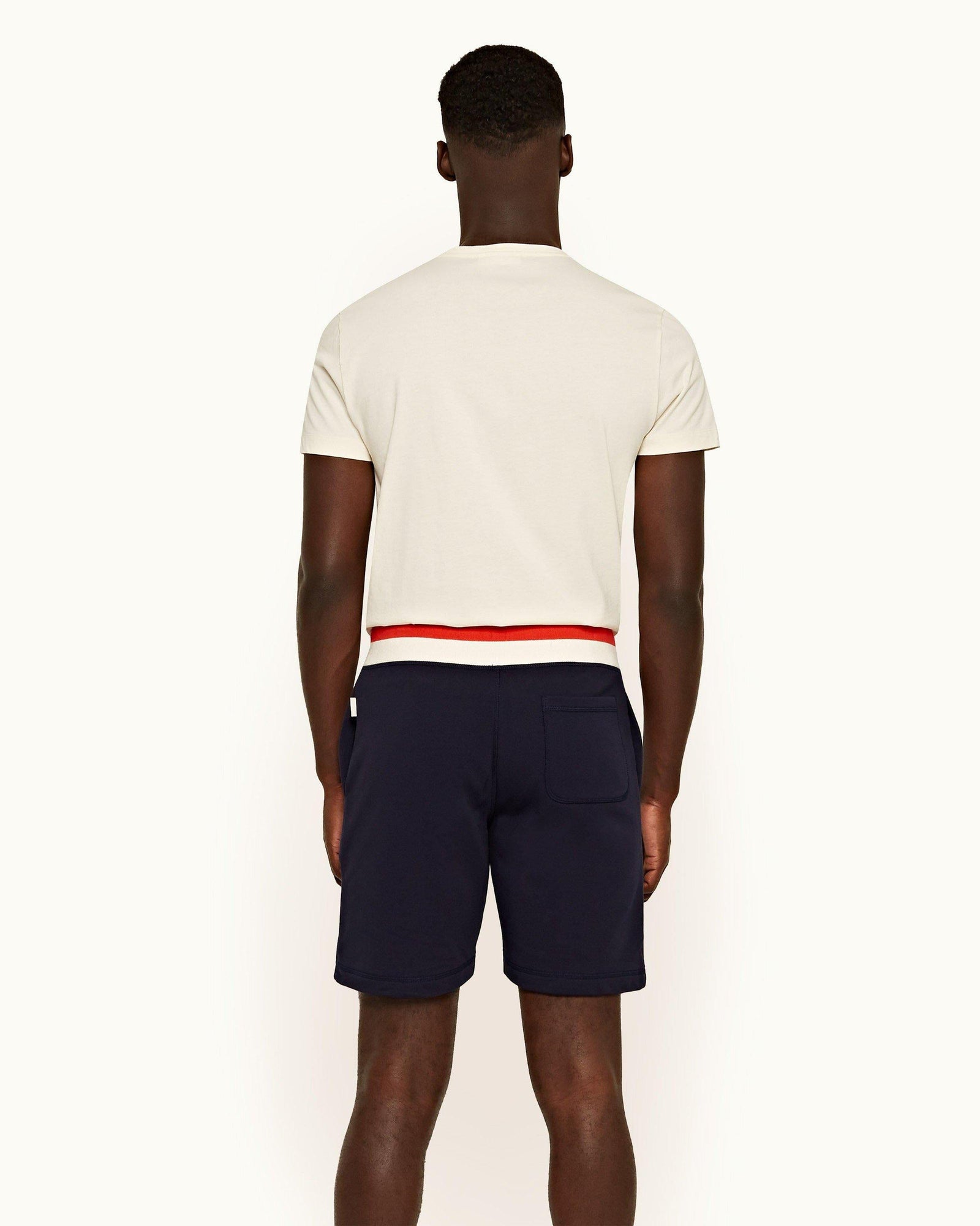 Afador Stripe Navy Classic Fit Stripe Waistband Cotton Sweat Shorts | Navy