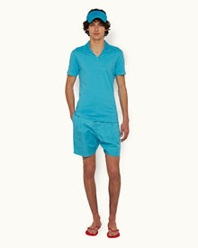 Albert Towelling Cerulean Tailored Fit Towelling Collar Polo Shirt | Cerulean