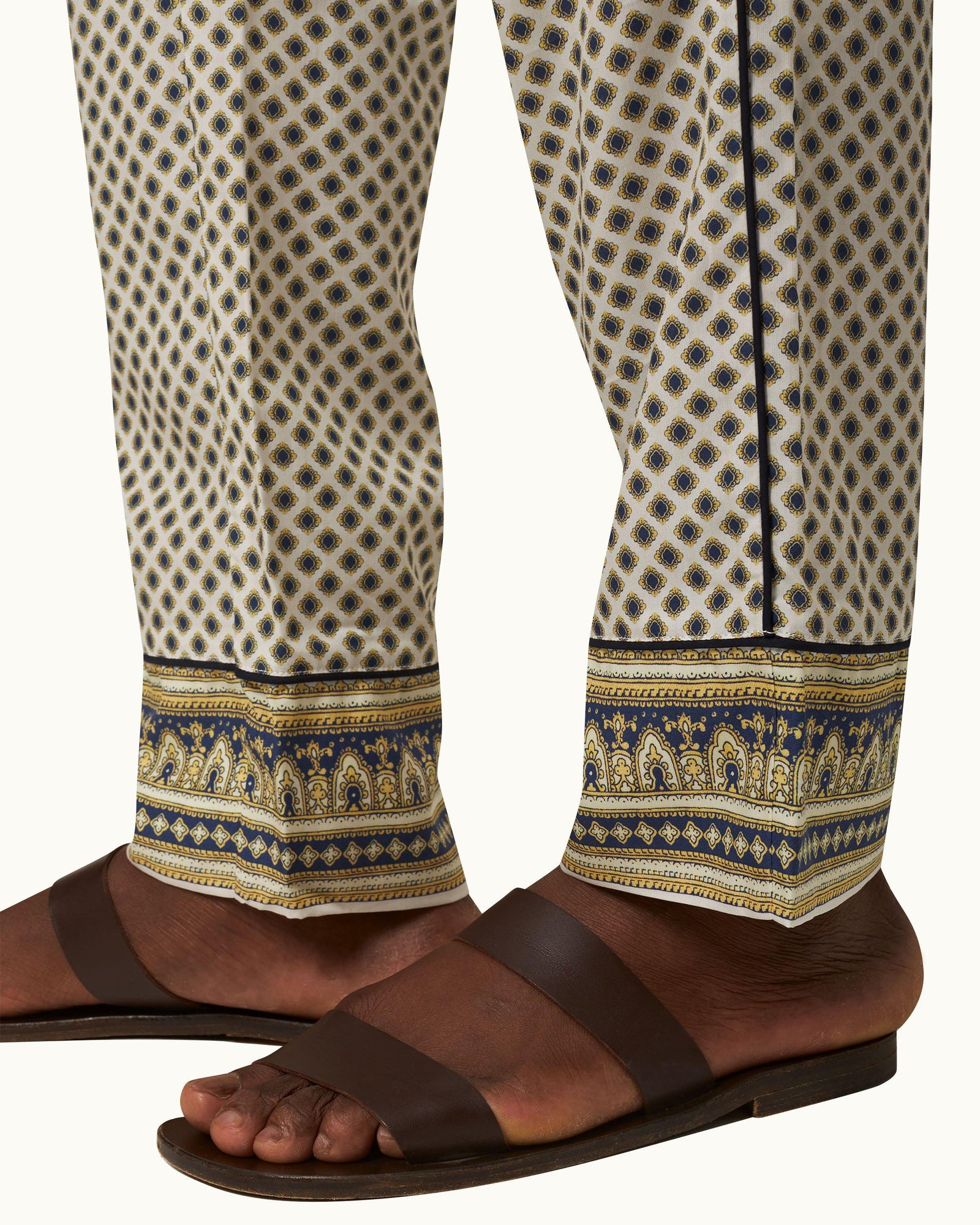 Alfred White Sand Solmio Print Relaxed Fit Lounge Trousers | White Sand
