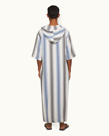 Matchstick/Blue Depths Oasis Stripe Relaxed Fit Hooded Cotton Kaftan | Matchstick/Blue Depths