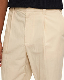 Pebble Easy Fit Single Pleat Laundered Cotton Trousers | Pebble