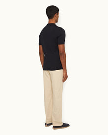 Pebble Easy Fit Single Pleat Laundered Cotton Trousers | Pebble