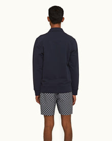 Night Iris Classic Fit Collared Half-Zip Organic Cotton Sweatshirt | Night Iris