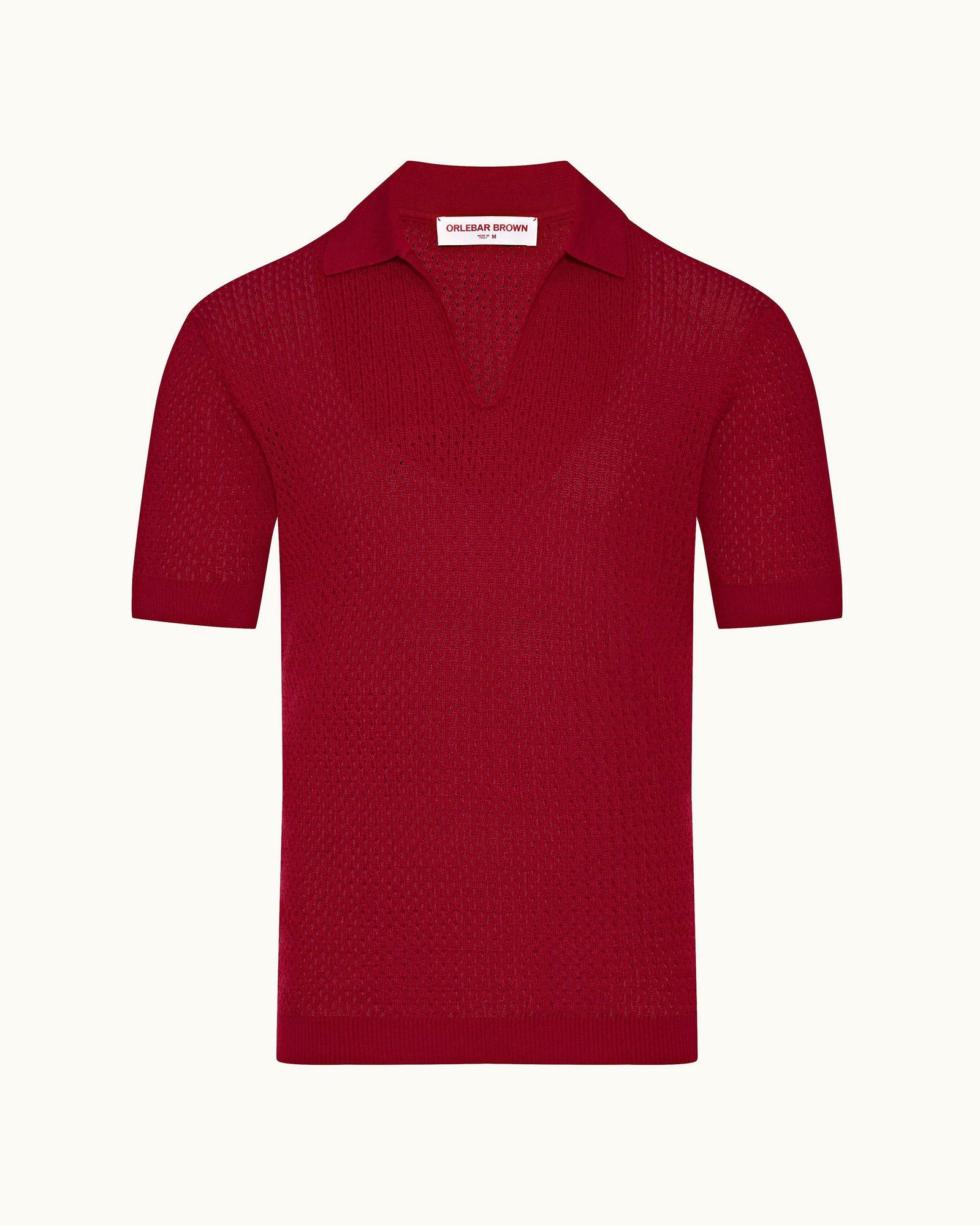 Vermillion Crochet Classic Fit Mercerised Organic Cotton Polo Shirt | Vermillion