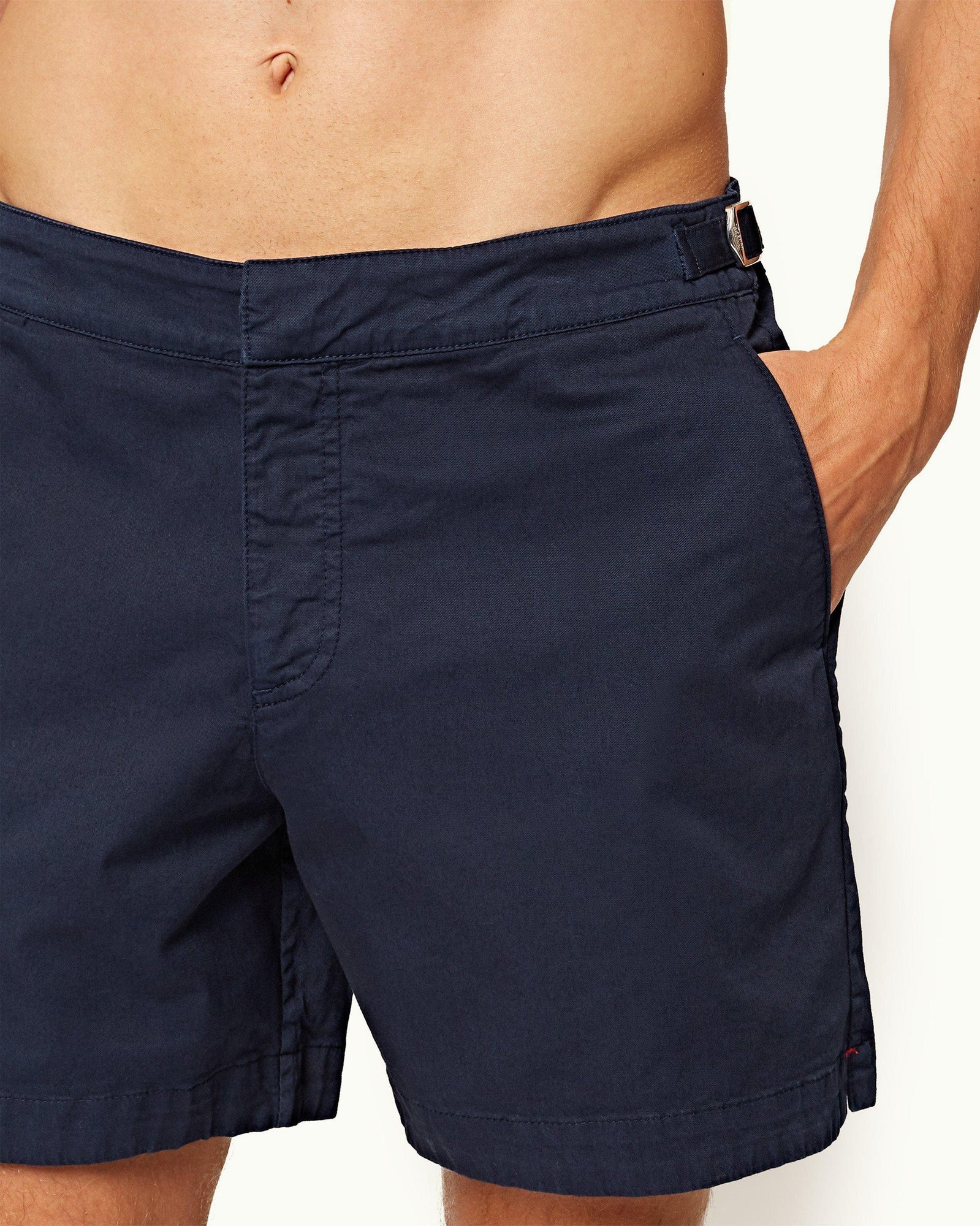 Bulldog Cotton Twill Navy Mid-Length Shorts | Navy