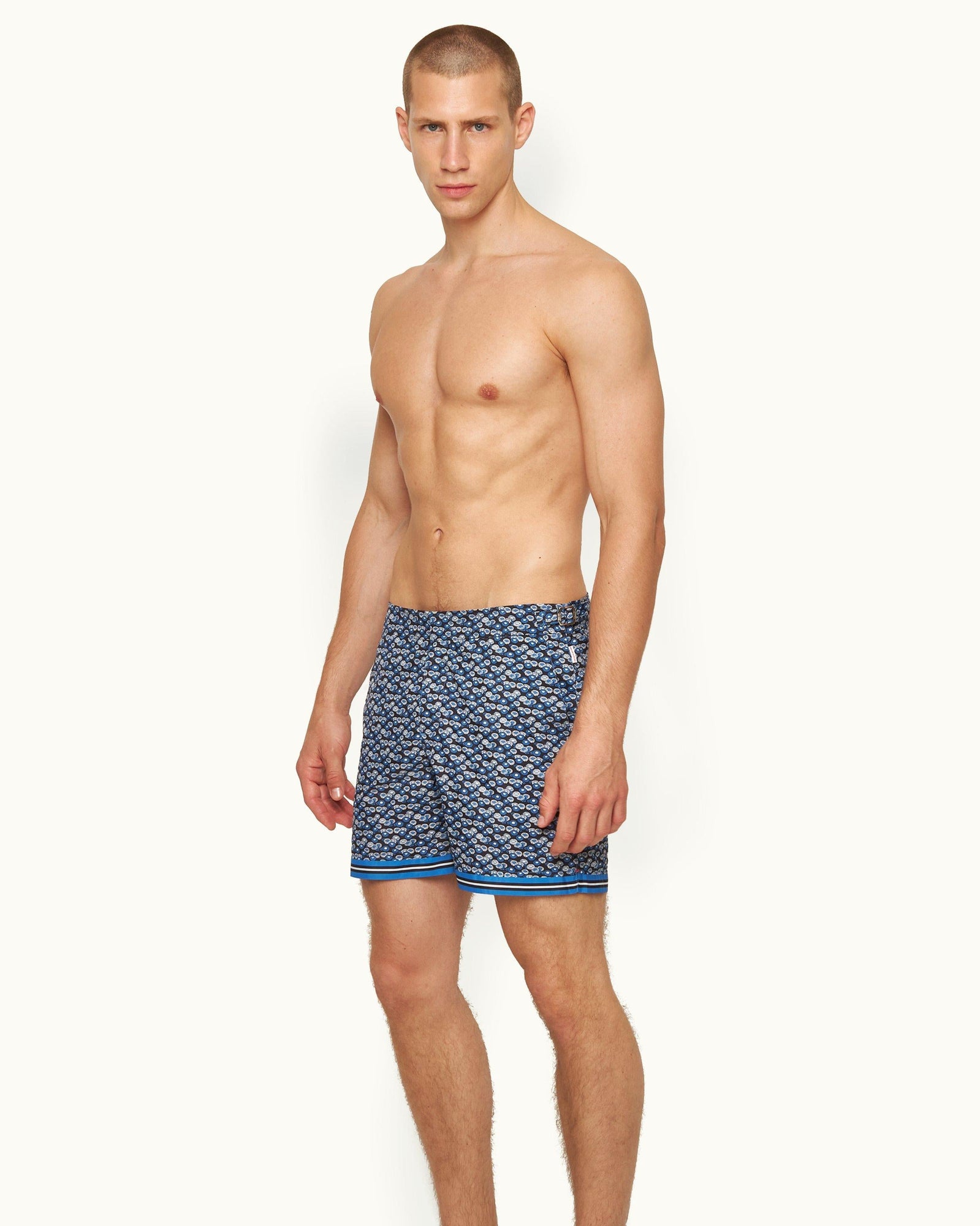 Bulldog Night Iris/Powdered Sky Floral Fantasy Mid-Length Swim Shorts | Night Iris/Powdered Sky