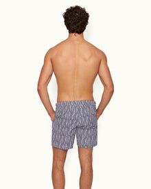 Bulldog Lagoon Blue/White Fern Mid-Length Swim Shorts | Lagoon Blue/White