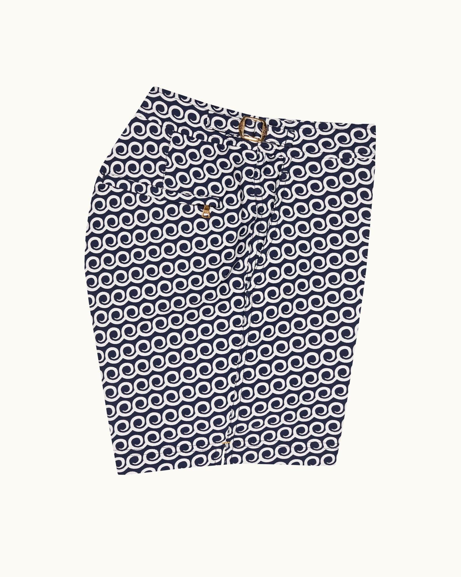 Bulldog Midnight Navy Lacuna Jacquard Mid-Length Swim Shorts | Midnight Navy
