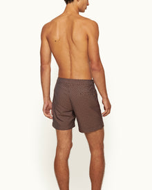 Bulldog Mid-Length Origami Jacquard Swim Shorts in Canela | Canela