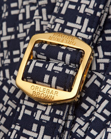 Bulldog 007 Midnight Navy/White Sand Geometric Jacquard Mid-Length Swim Shorts | Midnight Navy/White Sand