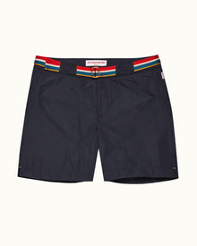 Night Iris O.B Stripe Belt Mid-Length Swim Shorts | Night Iris
