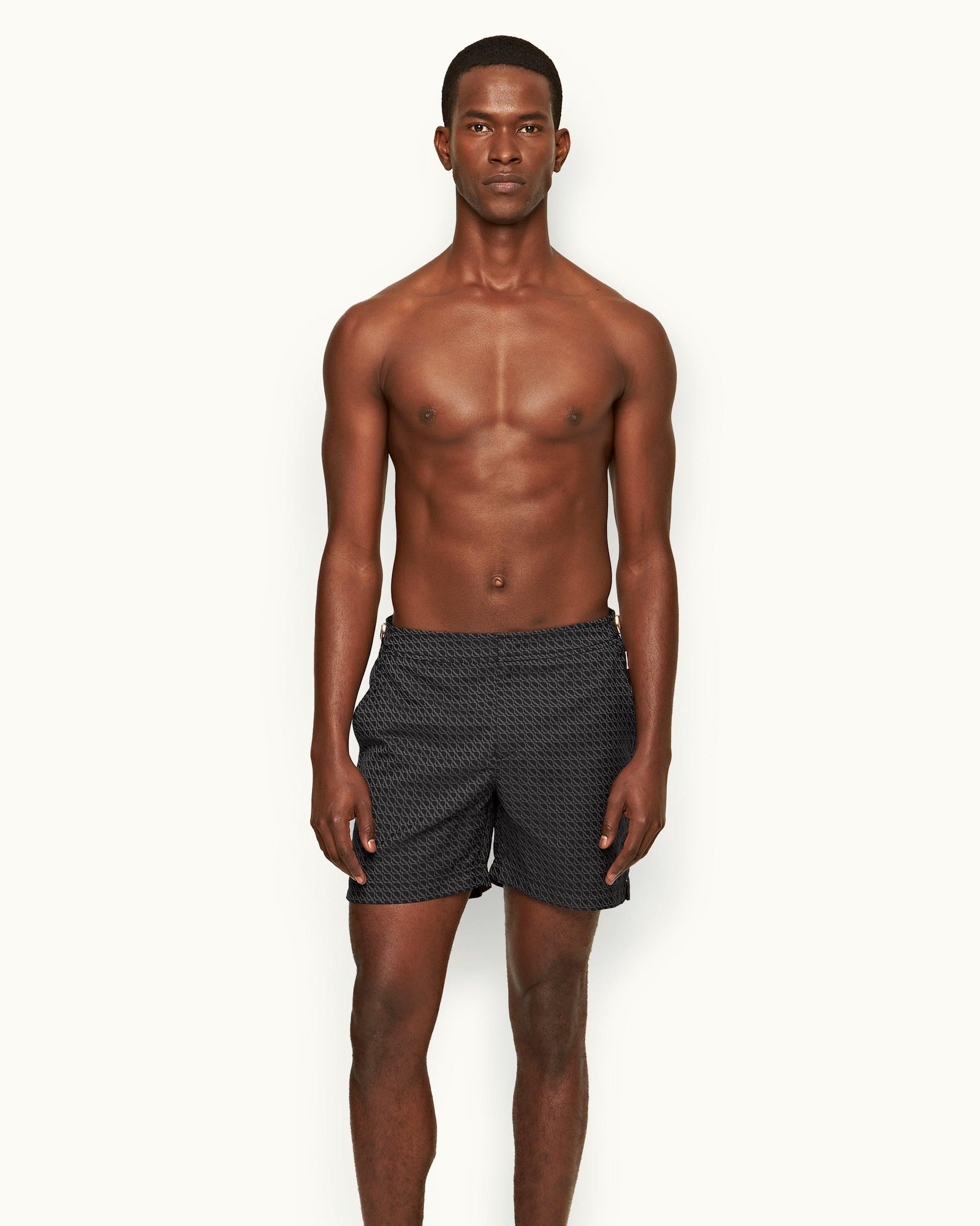 Bulldog Piranha Grey Orbit Jacquard Mid-Length Swim Shorts | Piranha Grey