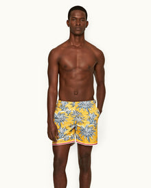 Bulldog Toucan Palm Border Mid-Length Swim Shorts | Toucan