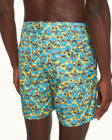 Petal Print Mid-Length Swim Shorts in Lemon Meringue colour | Lemon Meringue