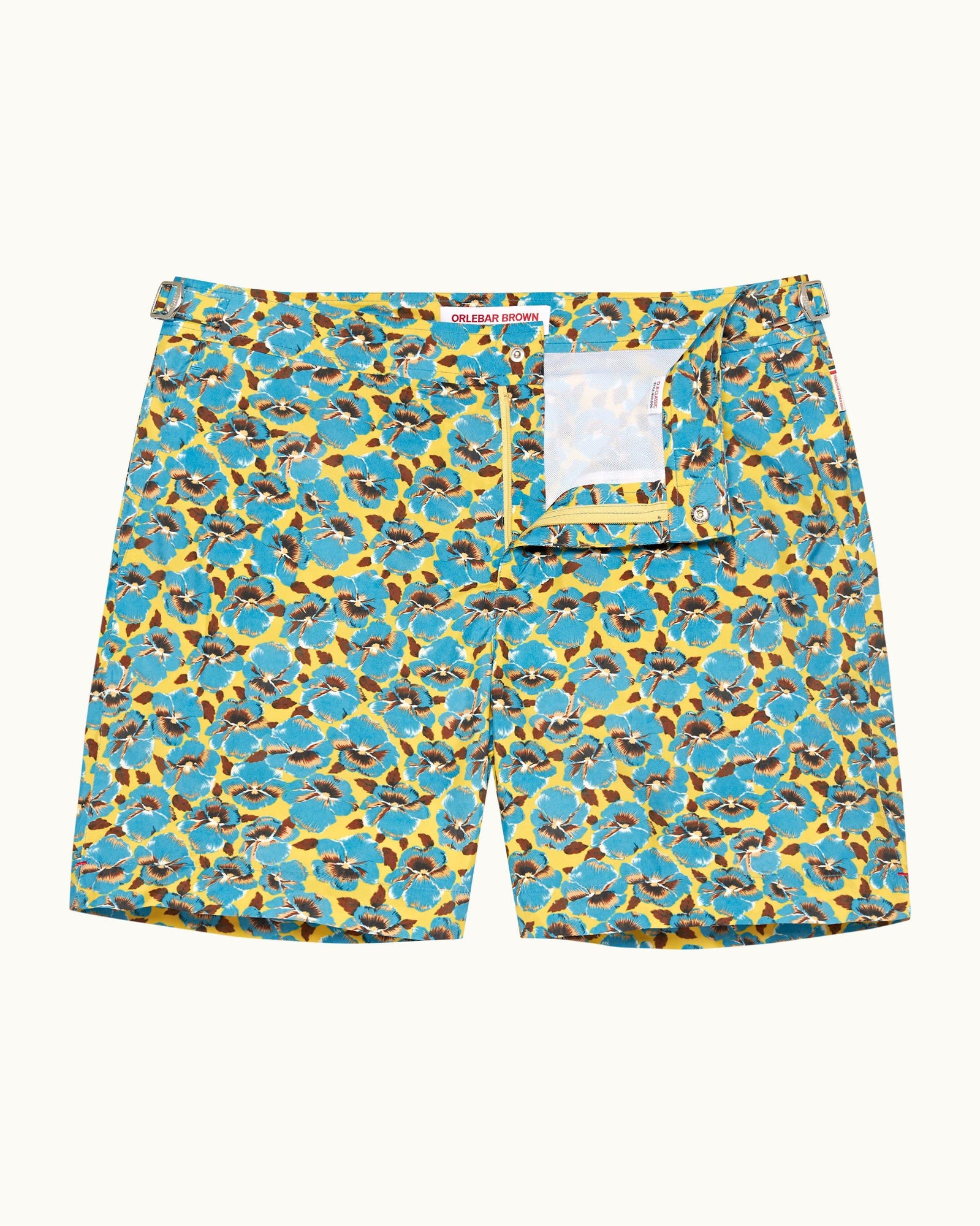Petal Print Mid-Length Swim Shorts in Lemon Meringue colour | Lemon Meringue