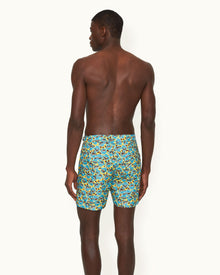 Petal Print Mid-Length Swim Shorts in Lemon Meringue colour | Lemon Meringue