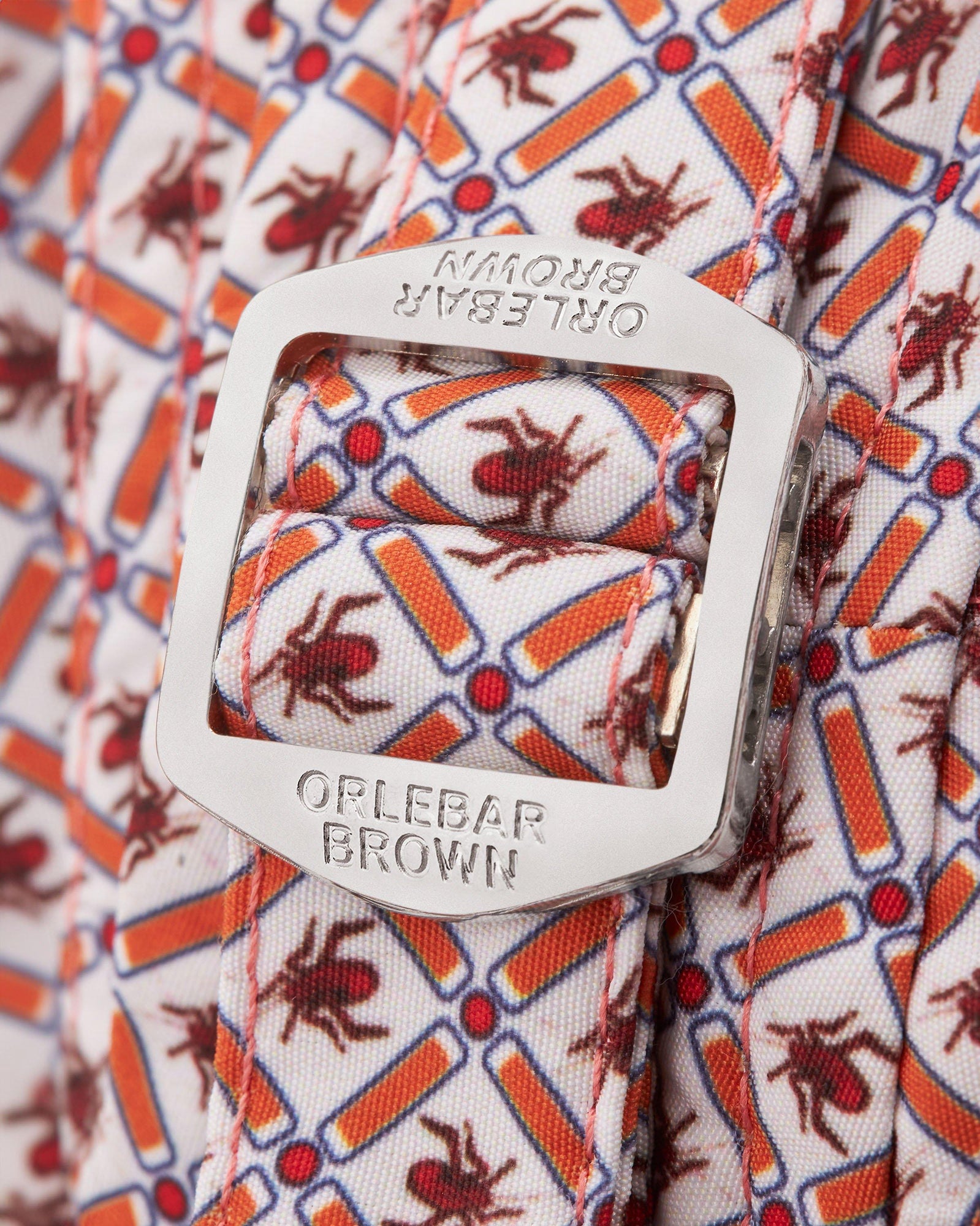 Bulldog Geo Print Mid-Length Swim Shorts Woven In France in Summer Red/White Sand colour | Summer Red/White Sand