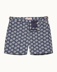 Midnight Navy Jacquard Waypoint Mid-Length Swim Shorts | Midnight Navy