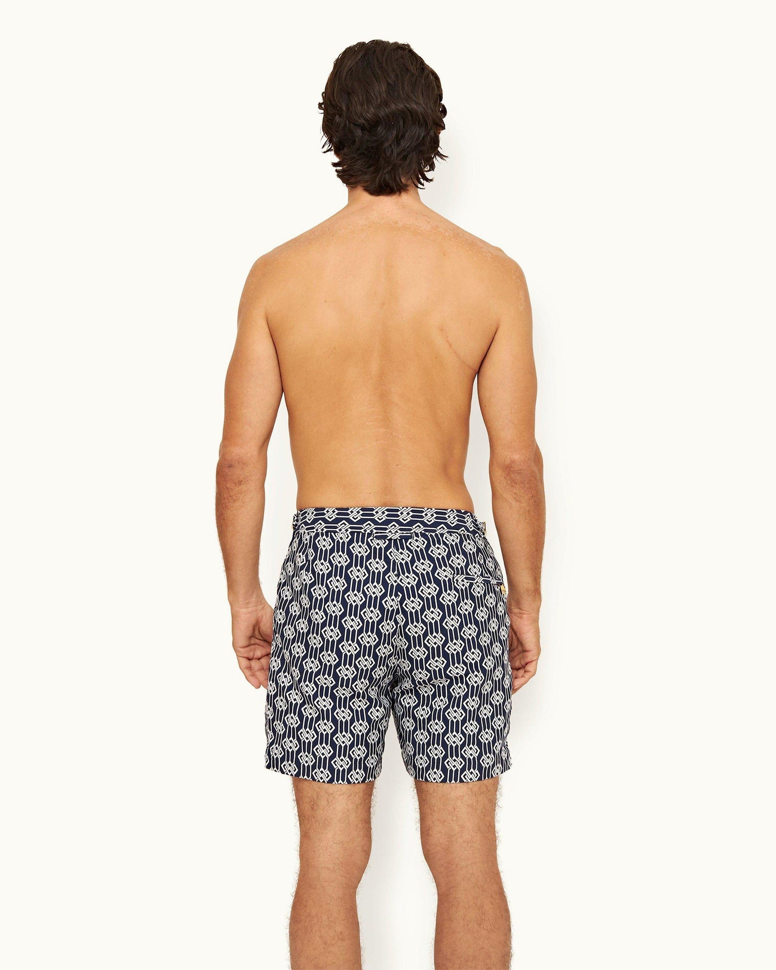 Midnight Navy Jacquard Waypoint Mid-Length Swim Shorts | Midnight Navy