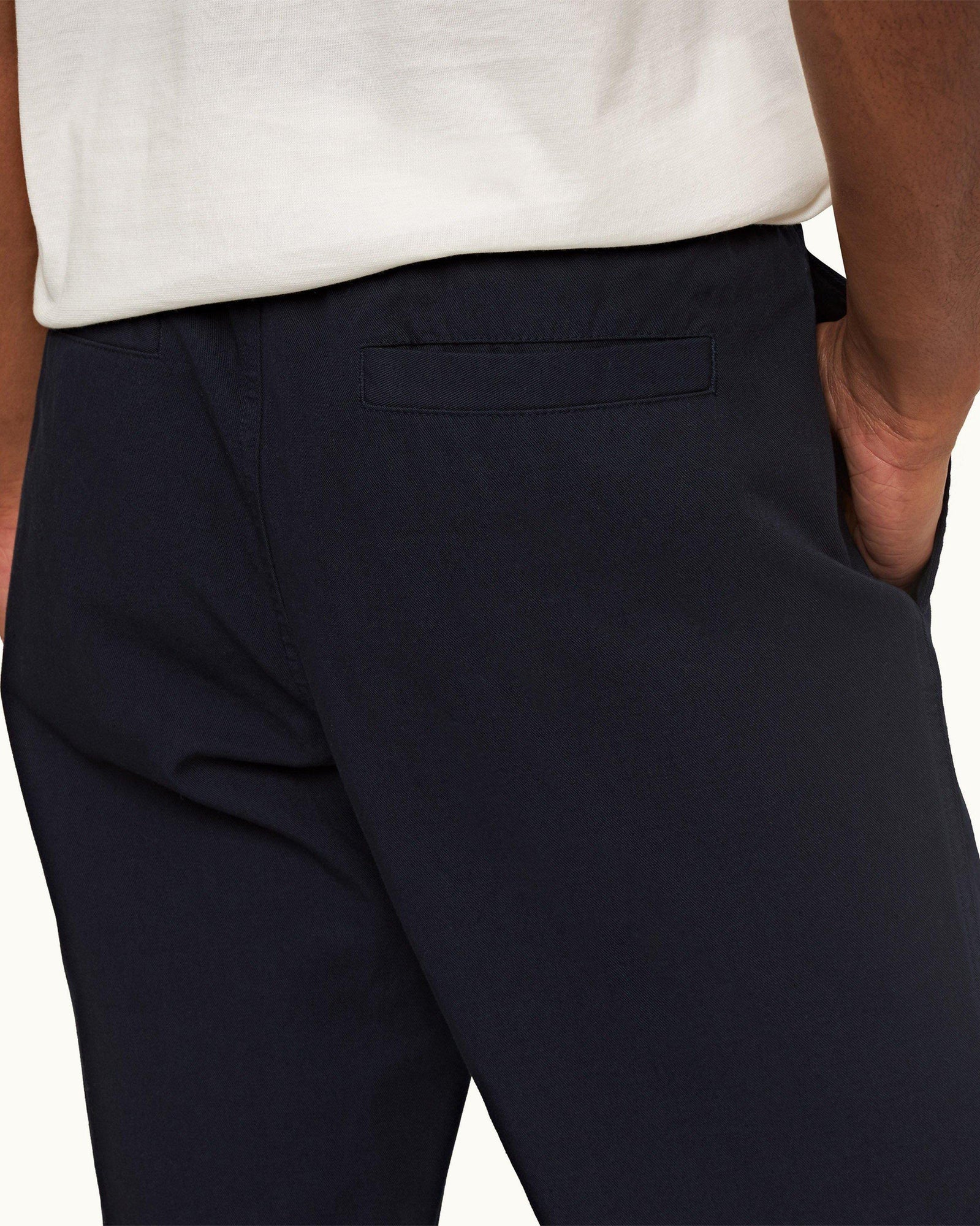 Night Iris Relaxed Fit Drawcord Cotton-Linen Trousers | Night Iris