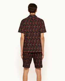 Devlin Black/Port Aquila Print Relaxed Fit Cotton Poplin Shorts | Black/Port