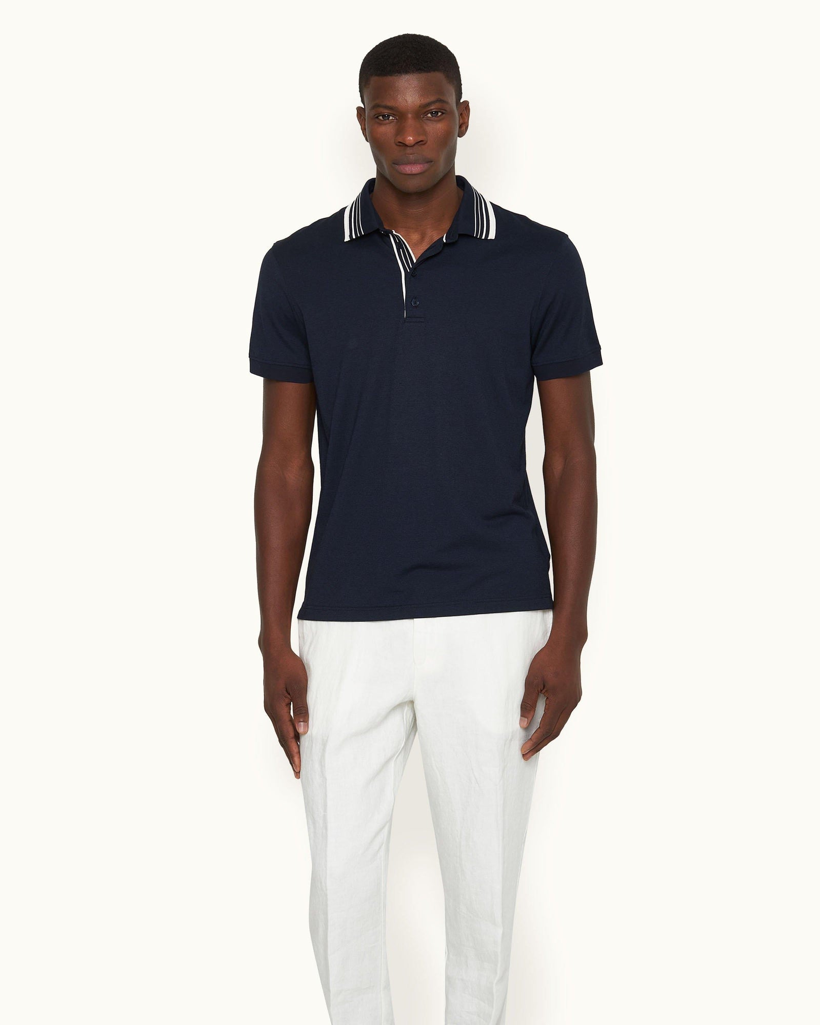 Men | Dominic Stripe Polo | Night Iris