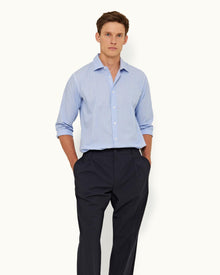 Pale Blue Tailored Fit Classic Collar Cotton Shirt | Pale Blue
