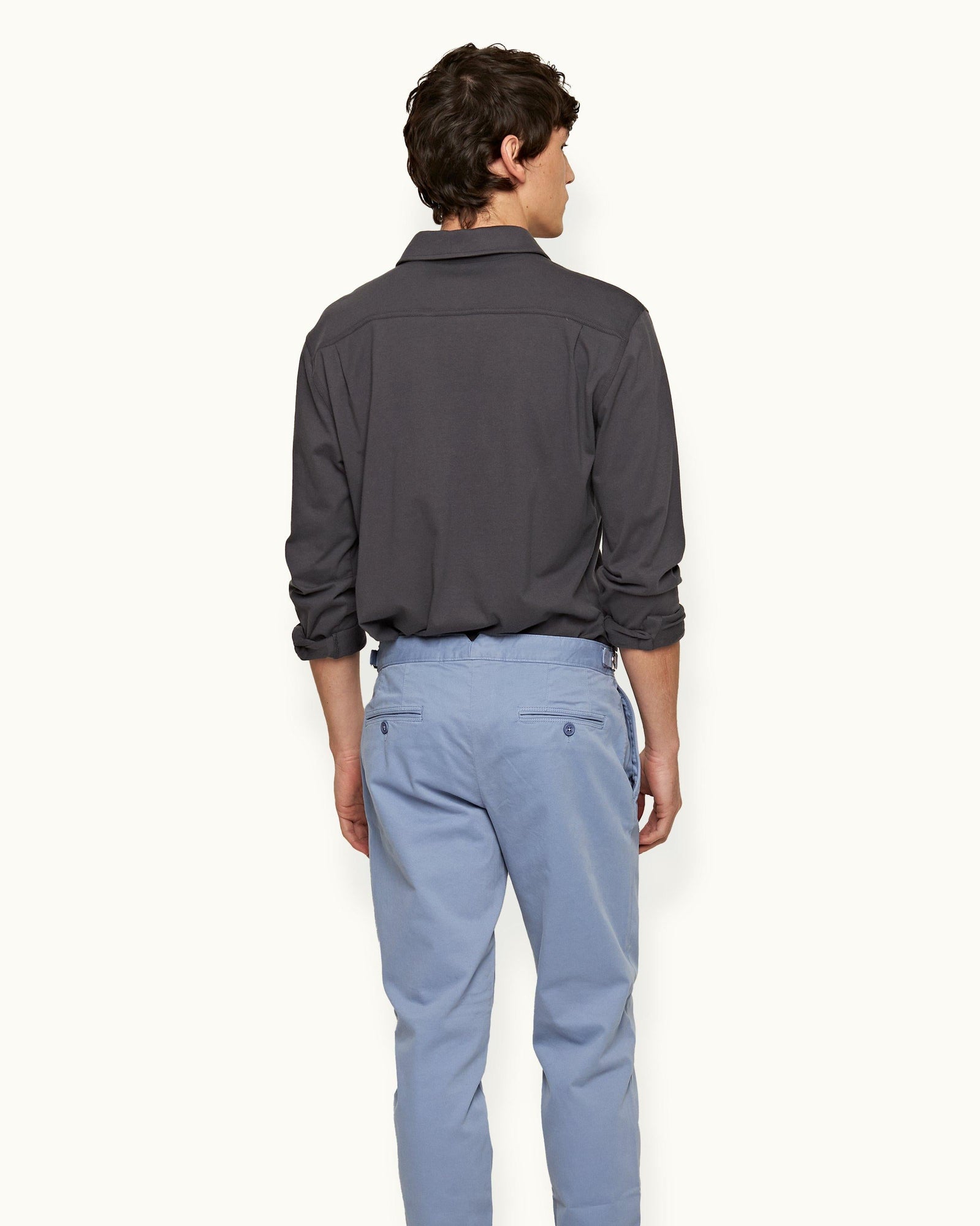 Tailored Fit Classic Collar Cotton-Silk Shirt In Piranha Grey | Piranha Grey