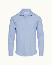 Ice Blue/White Classic Collar Stitch End On End Shirt | Ice Blue/White