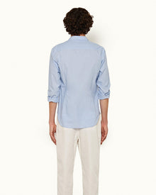 Ice Blue/White Classic Collar Stitch End On End Shirt | Ice Blue/White