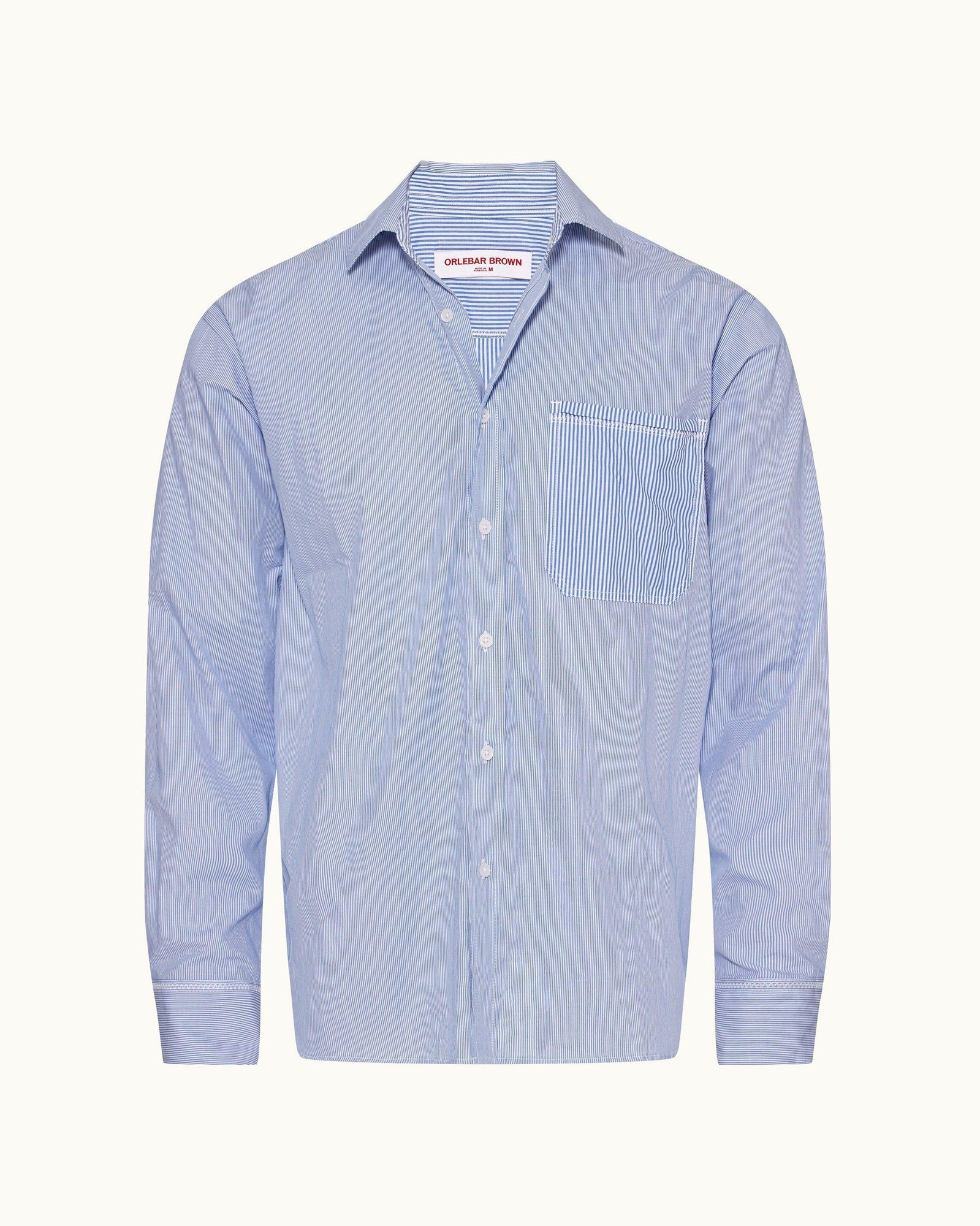 Signal Blue/White Classic Stripe Easy Fit Cotton Shirt | Signal Blue/White
