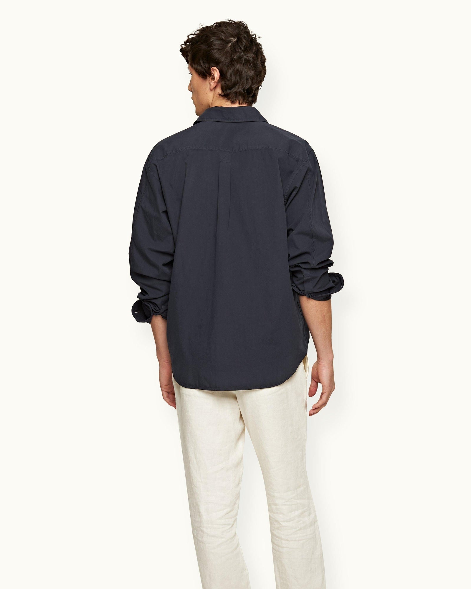 Relaxed Fit Classic Collar Organic Cotton Shirt In Night Iris Blue | Night Iris