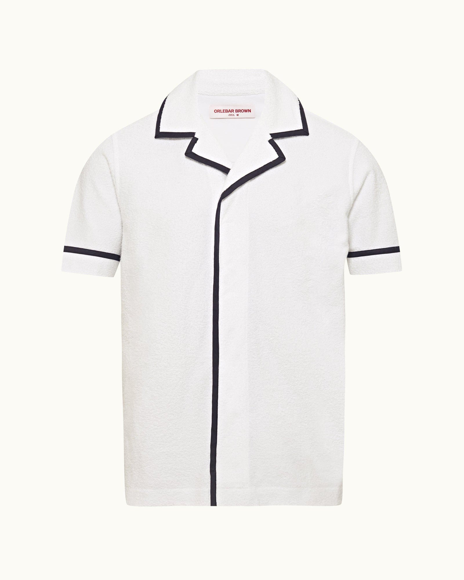 White/Midnight Navy Contrast Trim Capri Collar Towelling Shirt | White/Midnight Navy