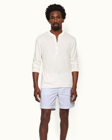 Light Island Sky/White Tailored Fit Engineered Twin Stripe Cotton Shorts | Light Island Sky/White