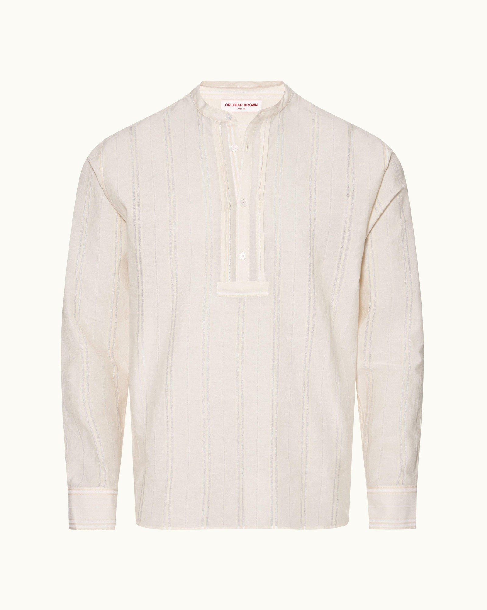 White Easy Fit Overhead Texture Cotton Stripe Shirt | White