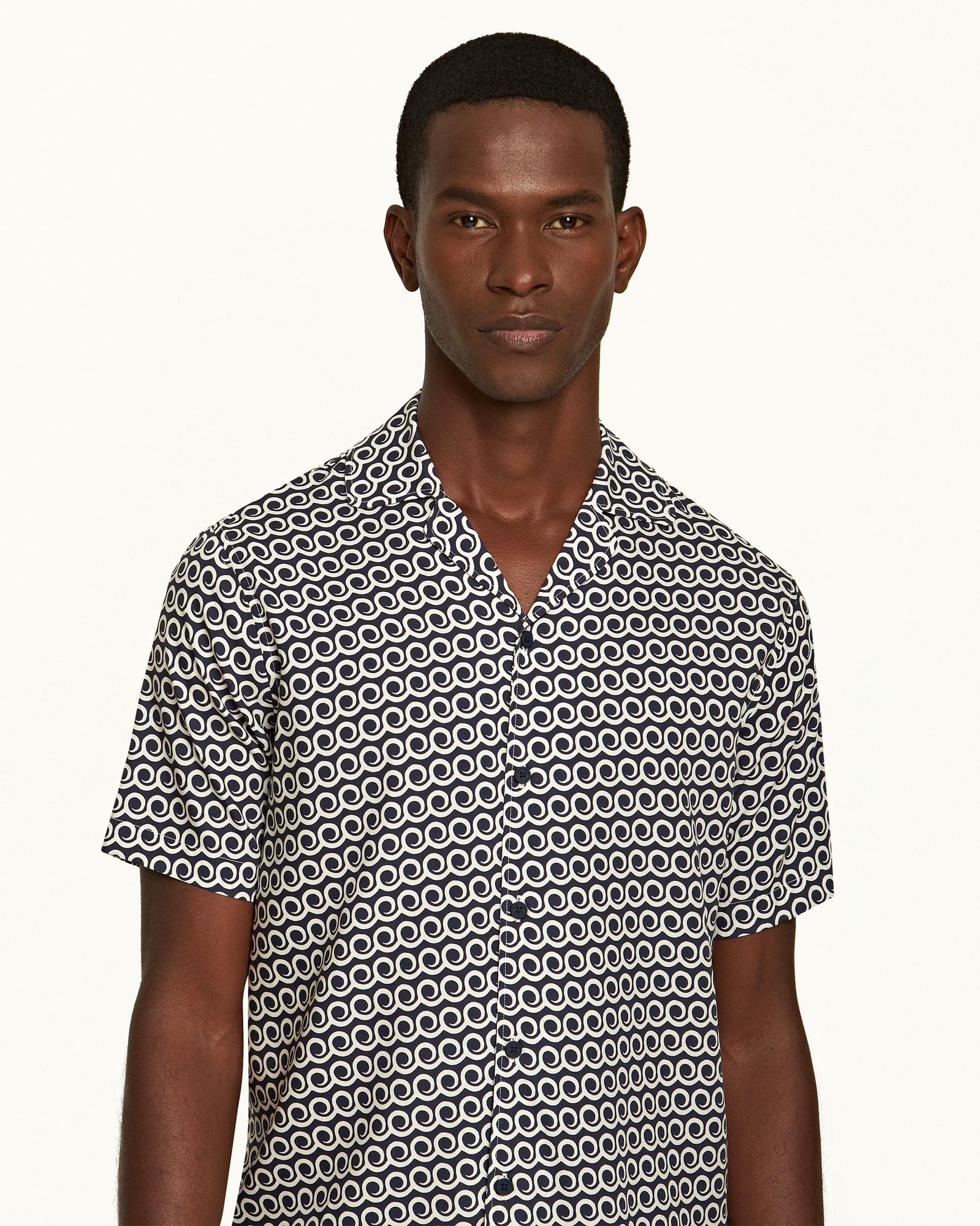 Hibbert Midnight Navy Lacuna Capri Collar Shirt | Midnight Navy