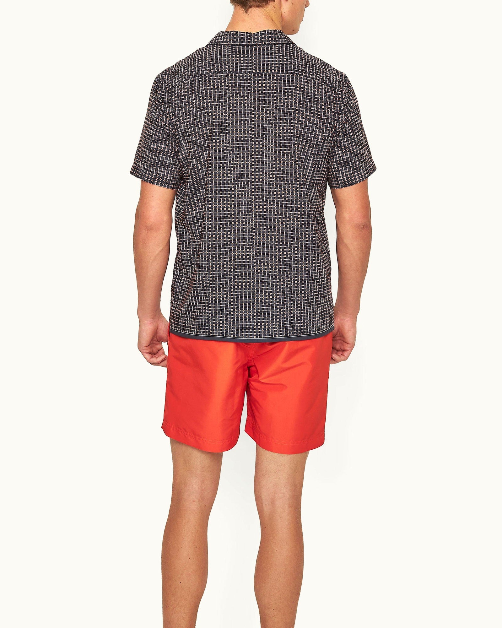 Azul Blue/Firestone Tiescape Print Classic Fit Capri Collar Shirt | Azul Blue/Firestone