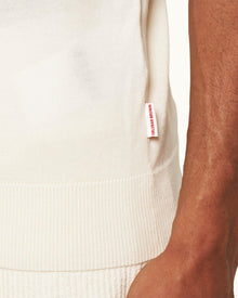 Horton Stripe White Sand Tailored Fit Organic Cotton Polo Shirt | White Sand