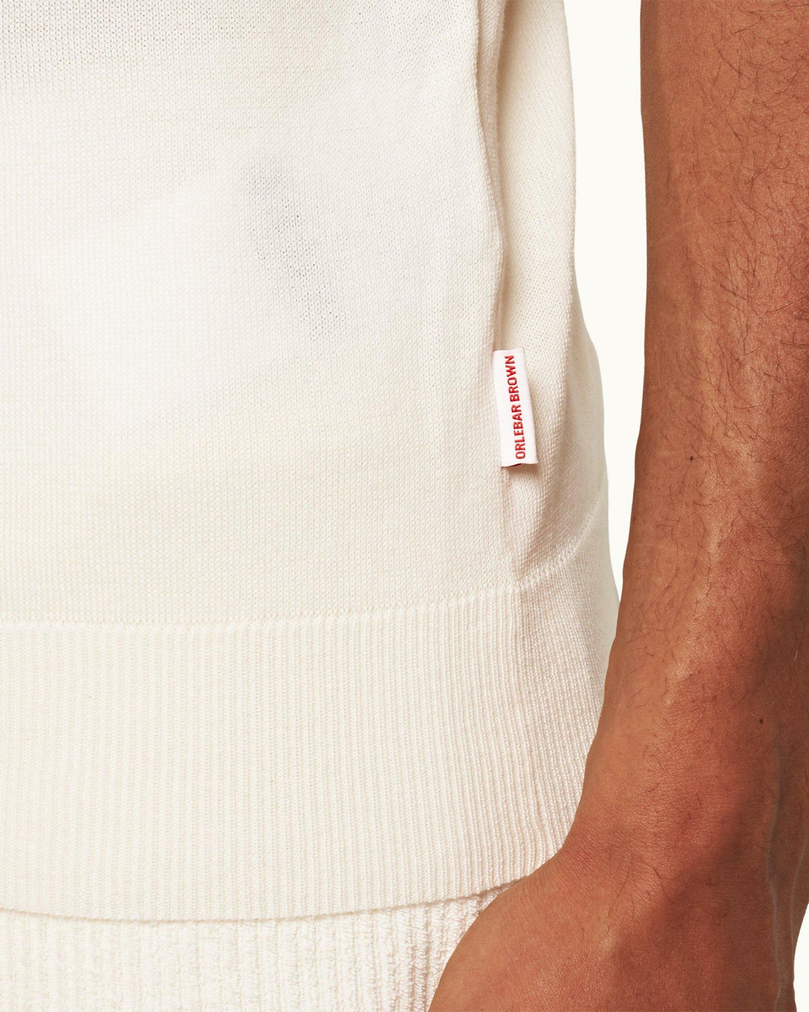 Horton Stripe White Sand Tailored Fit Organic Cotton Polo Shirt | White Sand