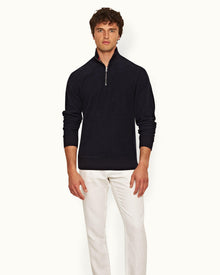 Night Iris Classic Fit Mix Texture Sweatshirt | Night Iris