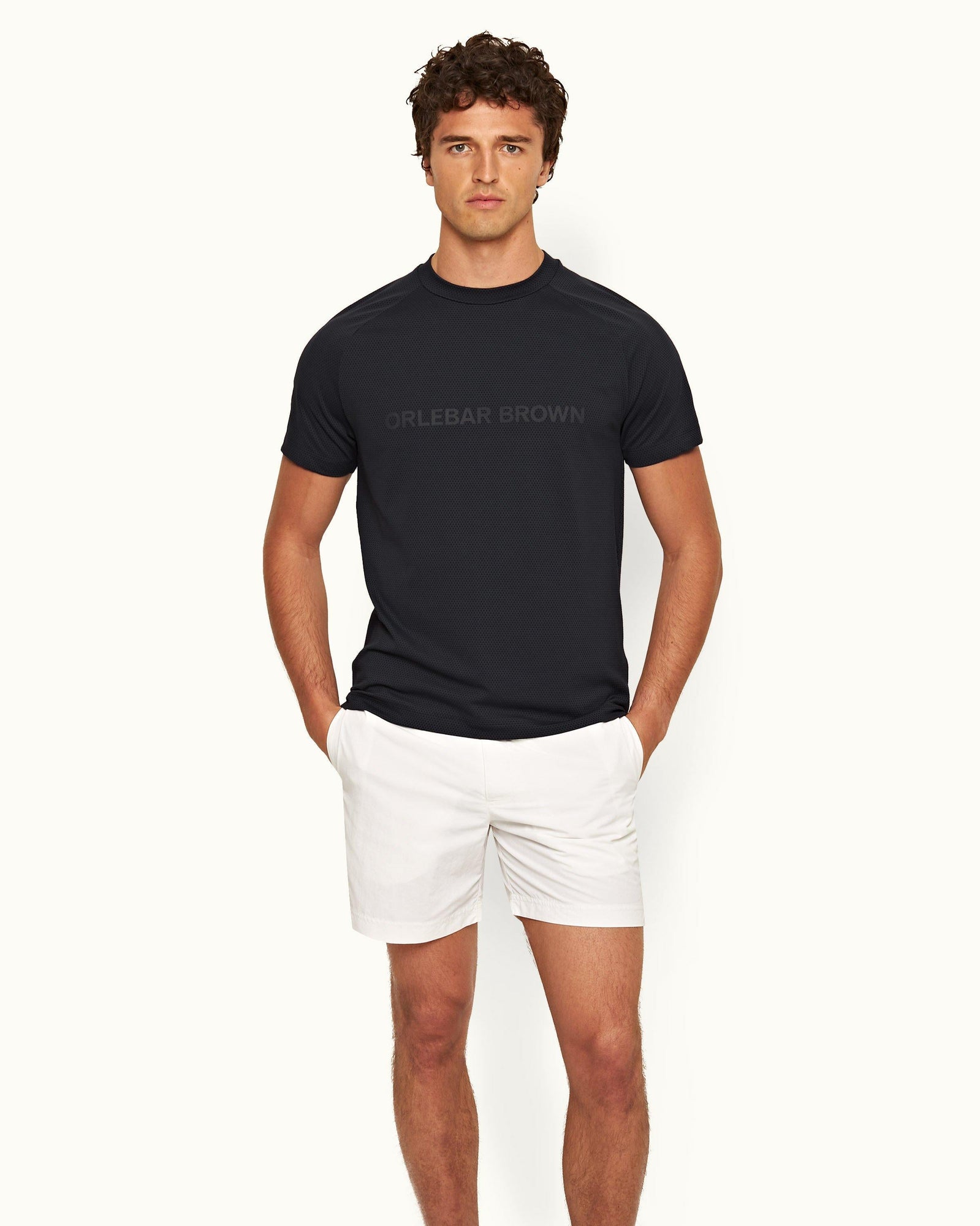 Night Iris Classic Fit Crewneck O.B Print Mesh T-shirt | Night Iris