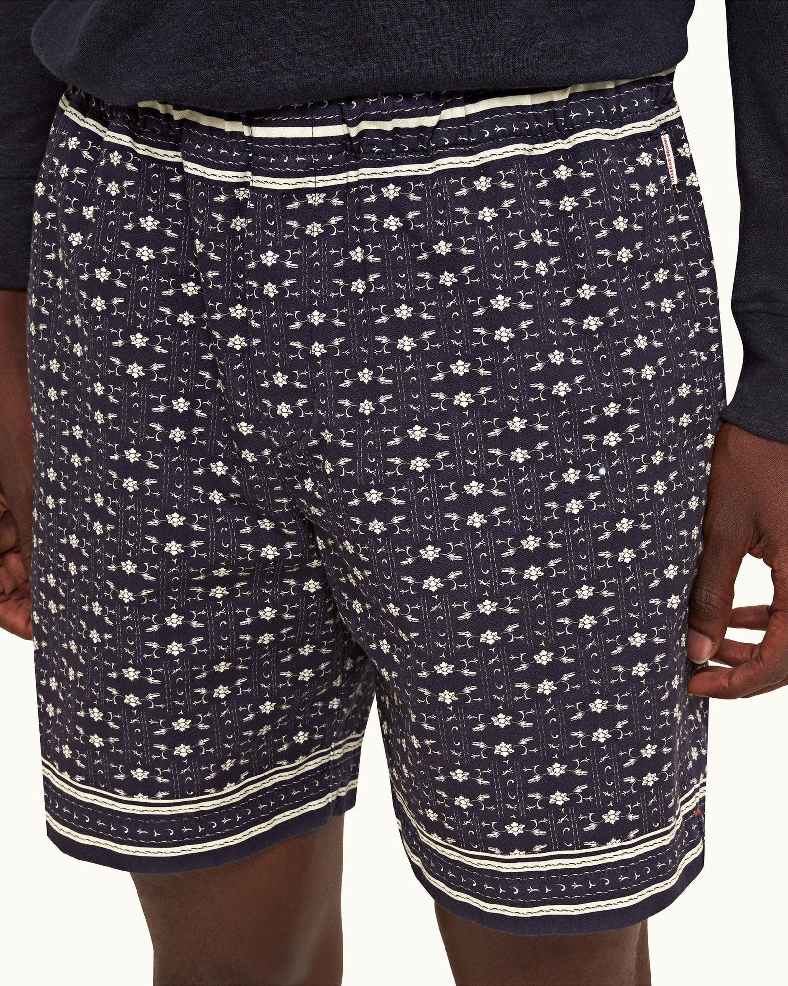 Dark Sapphire/Sea Mist Bandana Relaxed Fit Drawcord Stretch-Cotton Shorts | Dark Sapphire/Sea Mist