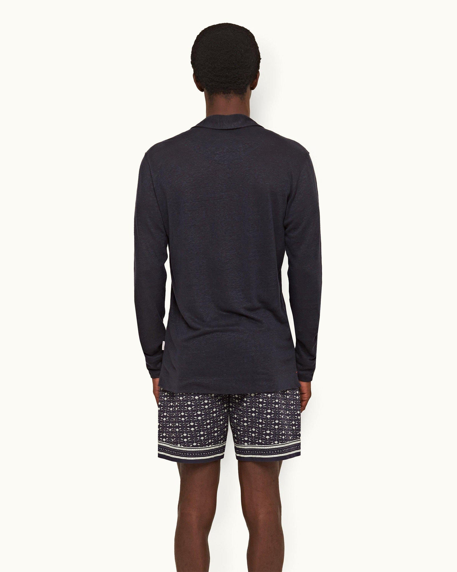 Dark Sapphire/Sea Mist Bandana Relaxed Fit Drawcord Stretch-Cotton Shorts | Dark Sapphire/Sea Mist