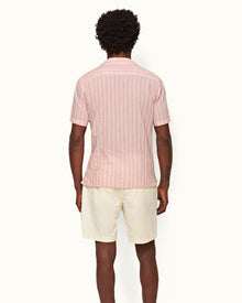 Maitan Rose/White Capri Collar Stripe Cotton Shirt | Rose/White