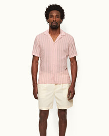 Maitan Rose/White Capri Collar Stripe Cotton Shirt | Rose/White